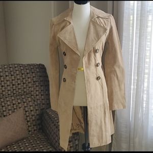 NY & Company Suede Trench Coat Sz S
